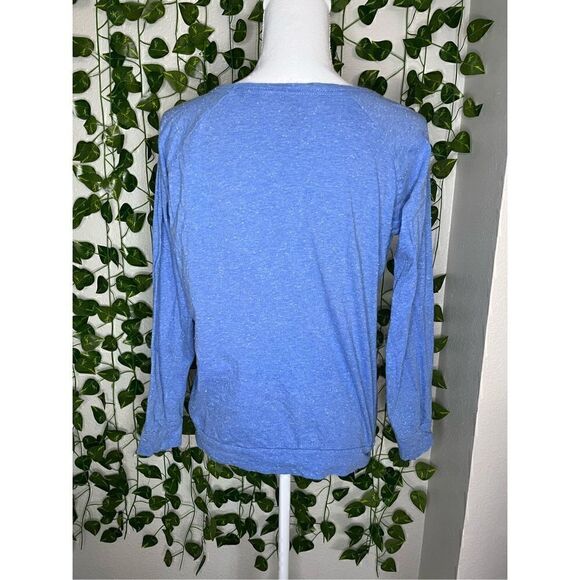 Asics Blue Rise & Mom Print 100% Cotton Long Sleeve Crew Neck T-Shirt Size Small - Picture 2 of 5